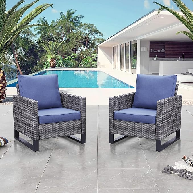 Belord Oversize Patio Chairs Set of 2 Outdoor Wicker Dining Chairs, All-Weather by Belord