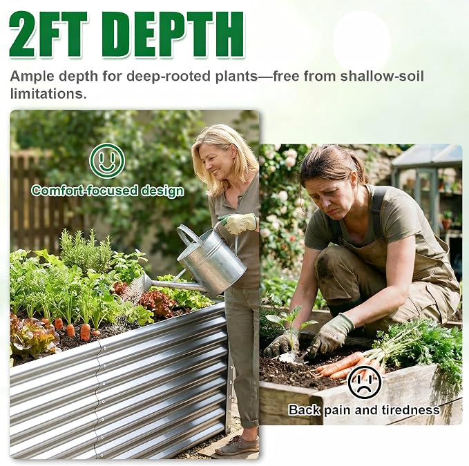 Galvanized Raised Garden Bed Kit Outdoor Patio, Deep Root Box Planter - Image 7