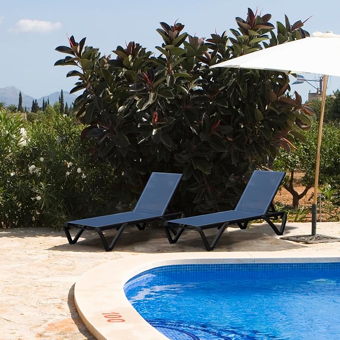 Domi Pool Lounge Chairs Set of 2, Aluminum Adjustable Outdoor Chaise Lounge - Image 7