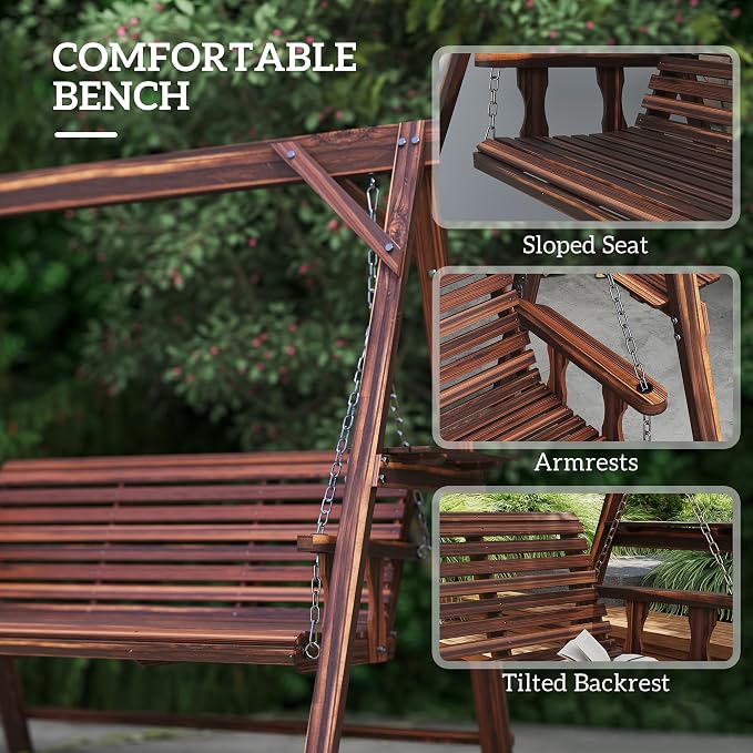 Outsunny 3 Seat Porch Swing - Image 6