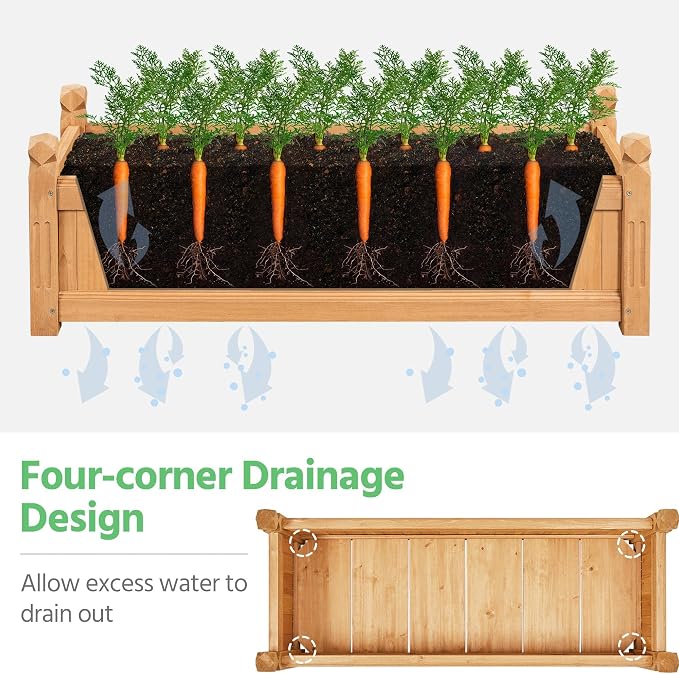 Yaheetech 43.5″ L × 16″ W × 14″ H Wooden Raised Garden Bed, Horticulture - Image 4