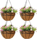 4 Pack 12 Inch Hanging Baskets for Plants Outdoor Metal Hanging Planter Hanging by Qusuxi