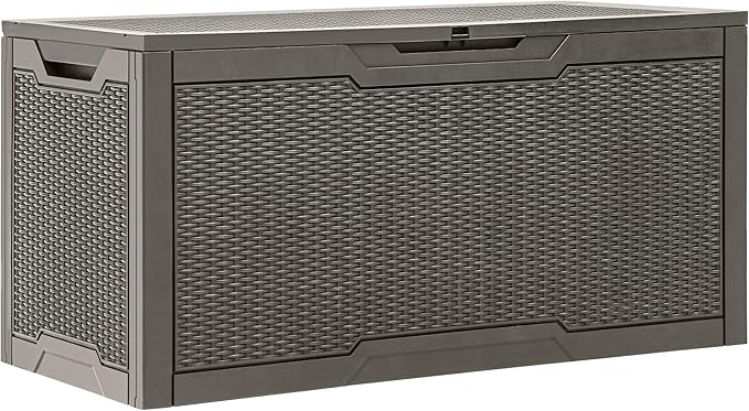 YITAHOME 100 Gallon Outdoor Storage Box, Large Water Resistant Resin Deck Box by YITAHOME