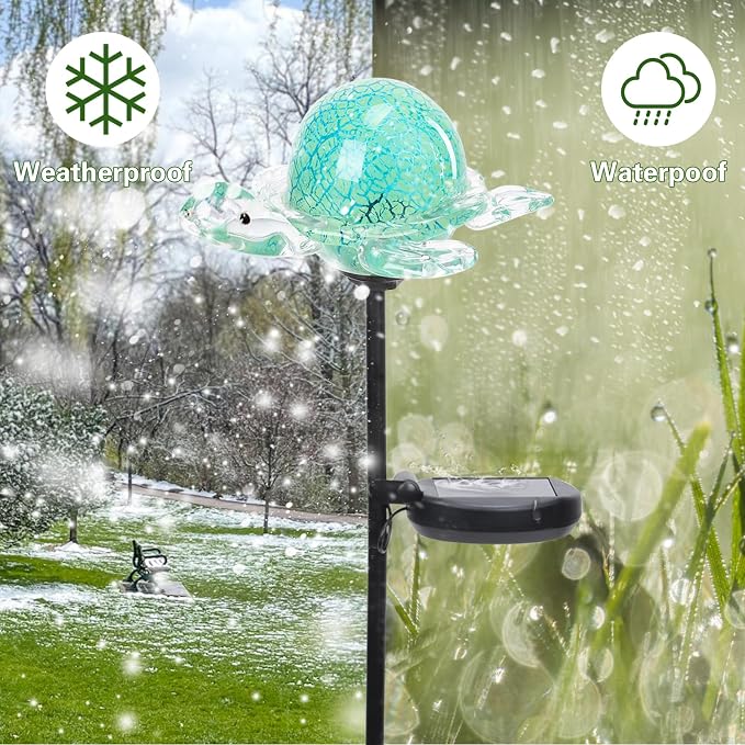 Afirst Decorative Solar Lights Outdoor Solar Turtle Stake Lights Hand Blown - Image 5