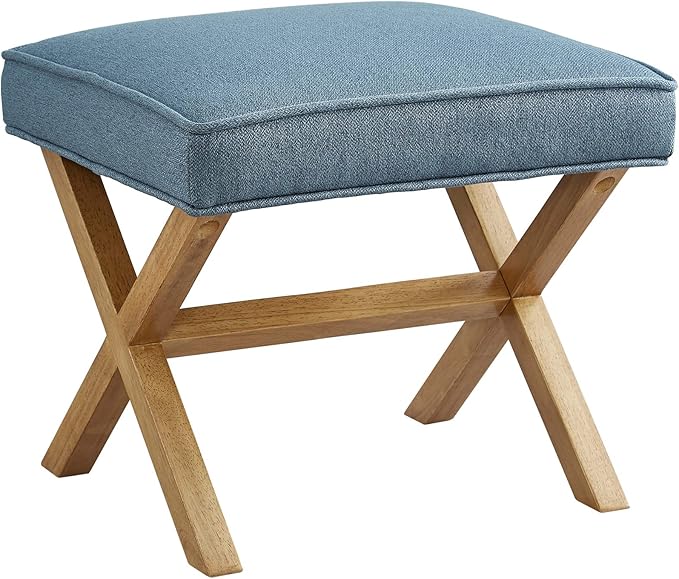 Amazon Brand – Rivet Mid-Century Modern X Stool Ottoman Chair, Indigo by AmazonBasics