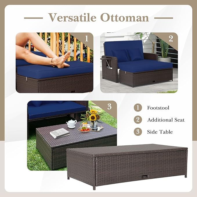 COSTWAY Patio Rattan Daybed - Image 6