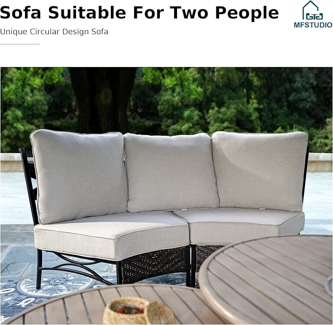 MFSTUDIO Patio Furniture Set, 6 Seats Half-Moon Curved Outdoor Sectional Sofa - Image 2