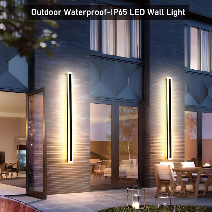 2Pack 31.5inch Long Outdoor Modern LED Wall Light, 24W Waterproof IP65 Warm - Image 2