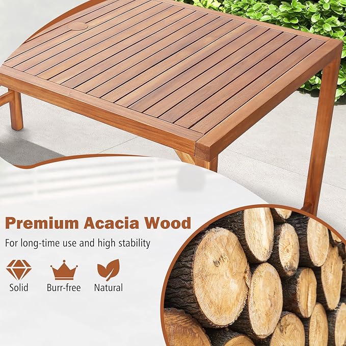 Tangkula 67" Acacia Wood Outdoor Dining Table - Image 6
