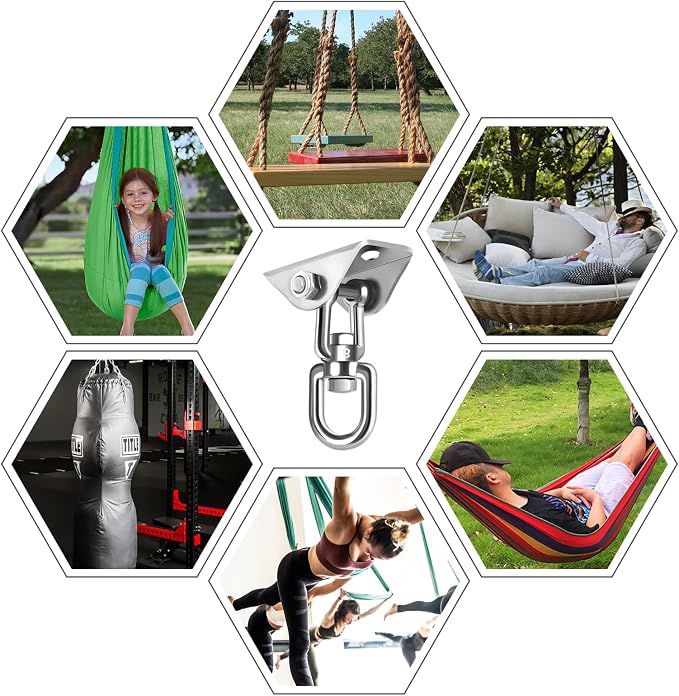 2-Pack Hammock Hanging kit, 360°Rotating 1200 lb Capacity Heavy Duty, Hanger & - Image 5