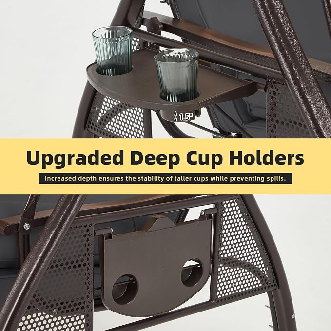 HOMREST 3 Person Outdoor Porch Swing - Image 6