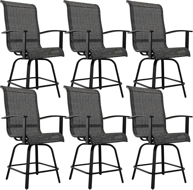 Grand patio Counter Height Swivel Bar Stools Set of 6, 24 Inch Height Patio by GrandPatio