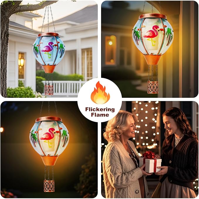 Flamingo Solar Hot Air Balloon Lantern, Outdoor Decor - Image 8
