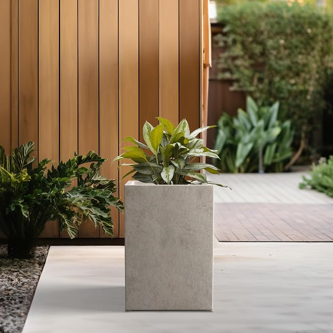Kante 12.6" H Tall Rectangular Concrete Planters, Outdoor Indoor Lightweight - Image 5