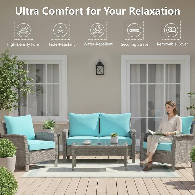 22x22 Inch Patio Chair Cushions Set of 4, Outdoor Furniture Cushions - Image 2