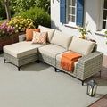 HOOOWOOO Outdoor Sectional Furniture Set, 4 Pieces Wicker Patio Conversation by DesignforBetterLife