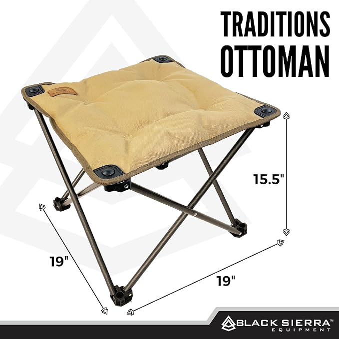 Black Sierra Traditions Camping Foot Stool, Folding Camp Ottoman, Lightweight - Image 2