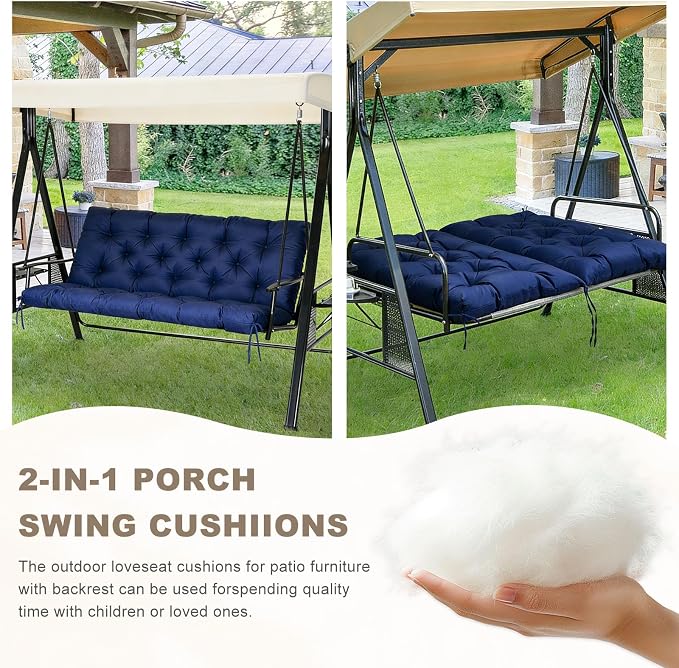 Porch Swing Cushion with Backrest, Waterproof Bench Cushion - Image 4