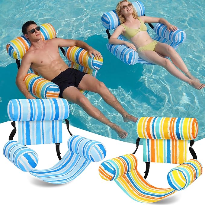 2 Pack Inflatable Pool Float for Adult Adjustable Hammock Float Chair Fabric by Blueweenly