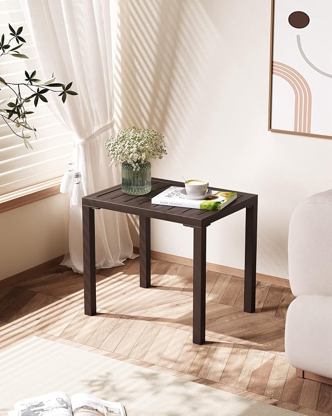 Crestlive Products Outdoor Side Table, Aluminum Rectangular Side/End Table - Image 8