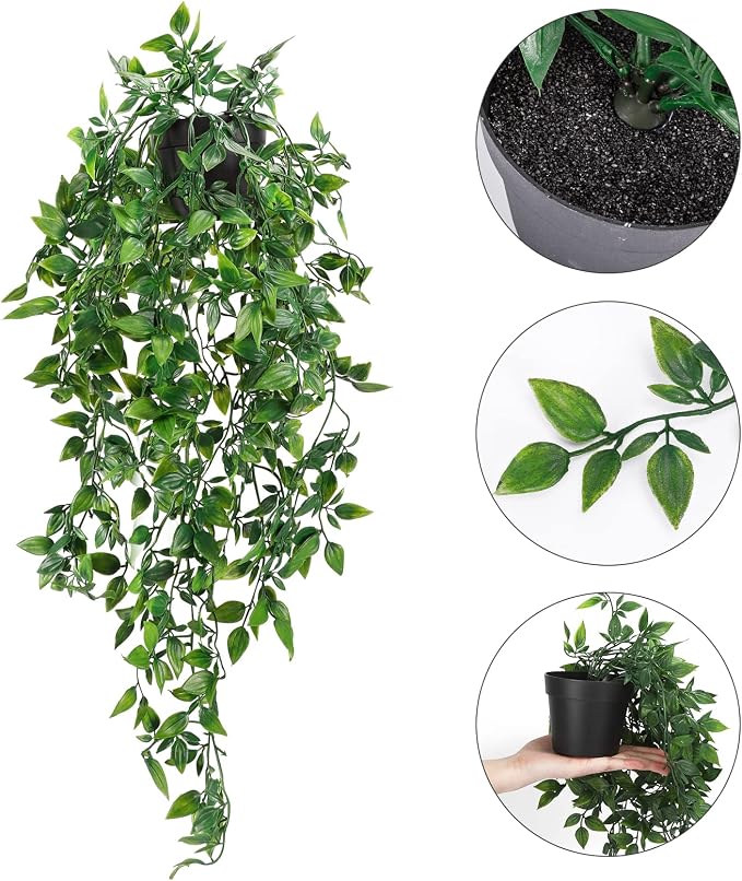 Whonline 2pcs Fake Hanging Plants, Artificial Potted Plants - Image 4