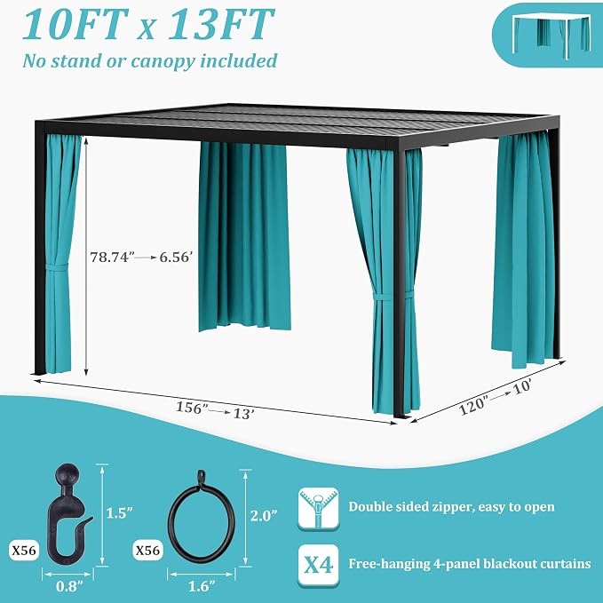 Gazebo Universal Replacement Privacy Curtain, 4-Panels Sidewall Curtains - Image 2