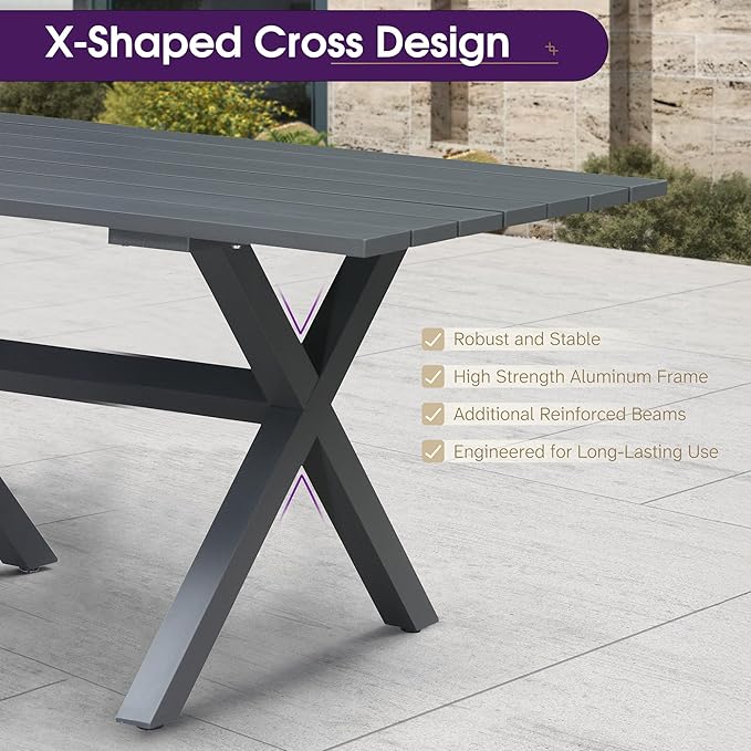 PURPLE LEAF 5 Pieces Patio Dining Set Wicker Outdoor Furniture Rectangular - Image 6