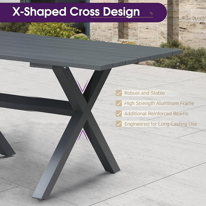 PURPLE LEAF 7 Pieces Patio Dining Set Wicker Outdoor Furniture Rectangular - Image 7