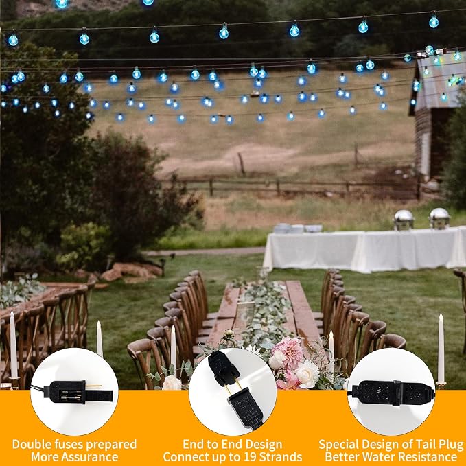 40FT LED Outdoor String Lights Waterproof, G40 LED Globe Outdoor Lighting - Image 7