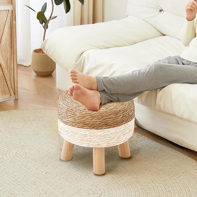 Round Ottoman, Natural Seagrass Footstool - Image 2