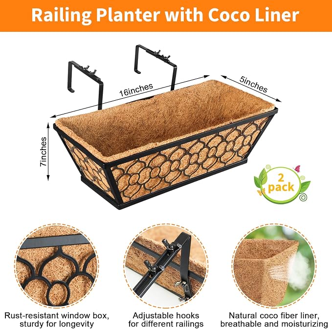 Riare 2 Pack 16 Inch Window Boxes Planters - Image 2