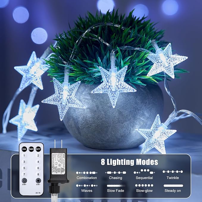 Star String Lights Plug in - 33 ft 100 LED Star Fairy String Lights - Image 3