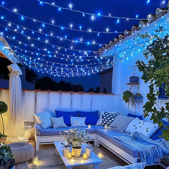 JMEXSUSS 400 LED Christmas Lights Indoor Outdoor, 132 ft 8 Modes Blue and White - Image 8