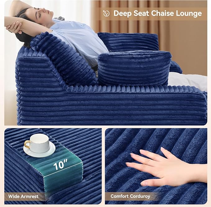 51'' Oversized Chaise Lounge Chair Indoor, Non-Assembly Deep Seat Sofa Bed - Image 4