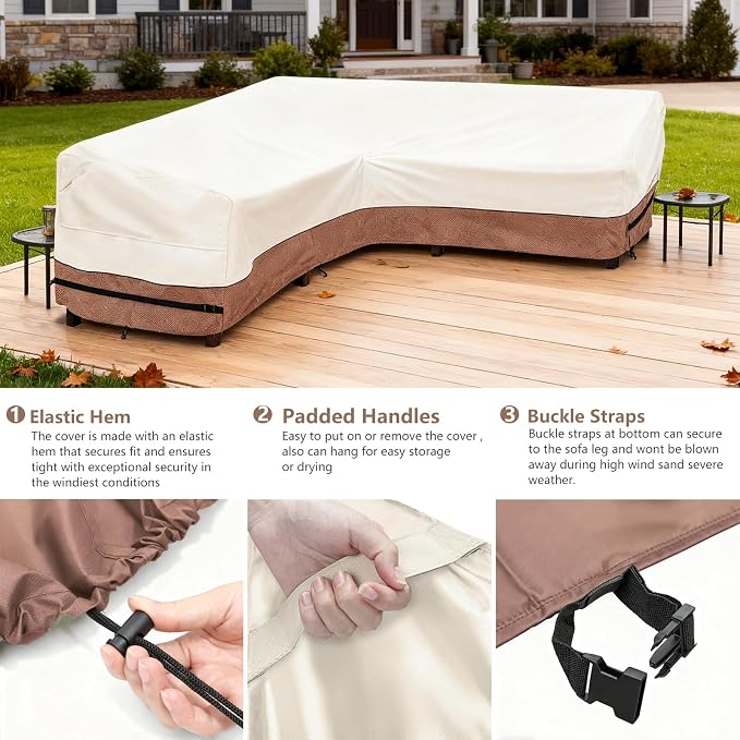 okcool Outdoor Sectional Sofa Cover Waterproof V Shaped Patio Furniture Covers - Image 4