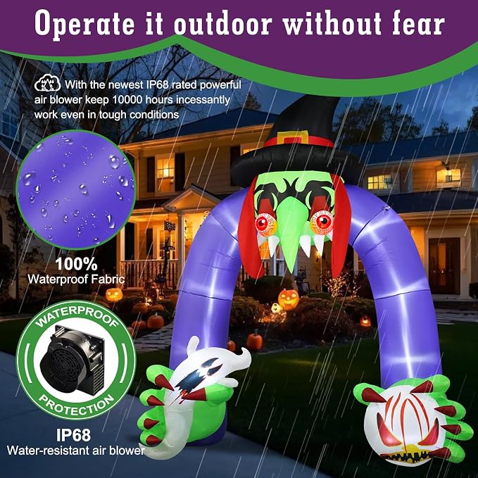 Popblow Halloween Inflatables Giant 11Ft Tall Creepy Witch Archway Outdoor - Image 5