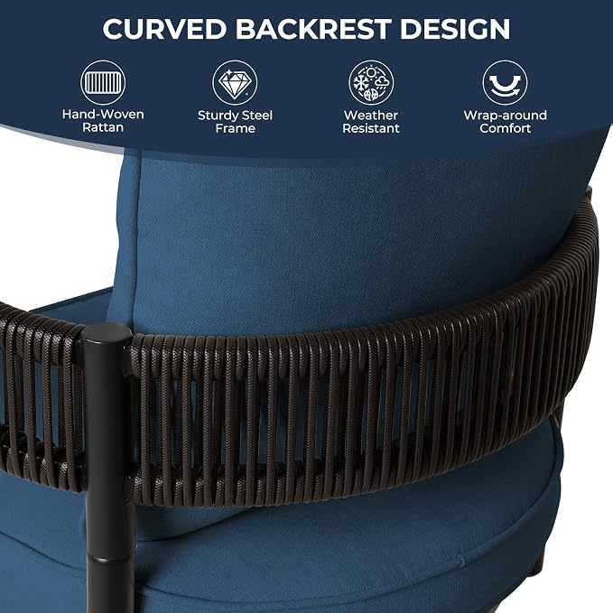 Grand patio Outdoor Swivel Bar Stools Set of 2, Curved Woven Wicker Backrest - Image 5