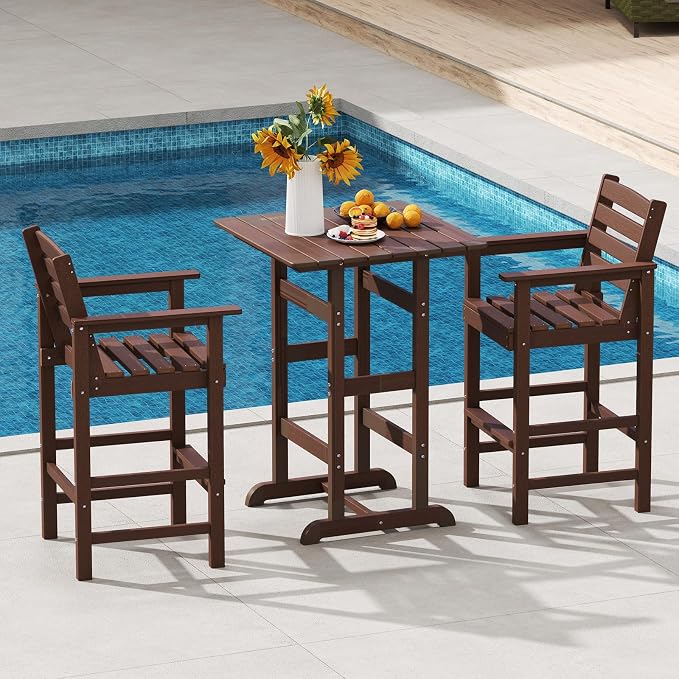 Tangkula Patio Adirondack Chairs Set of 4, HDPE Bar Height Chair - Image 4