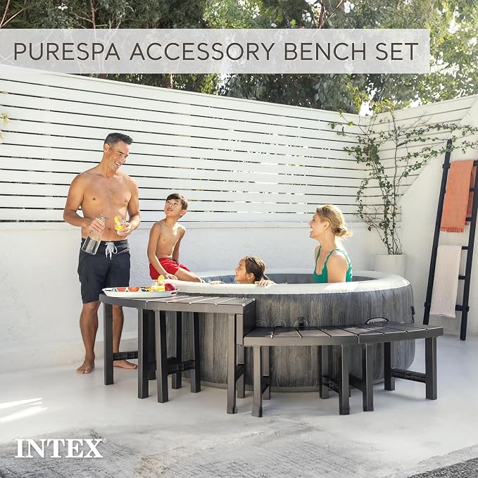 Intex Set of 4 PureSpa Benches, 2 Medium and 2 Tall Bench Accessories Compatible - Image 6