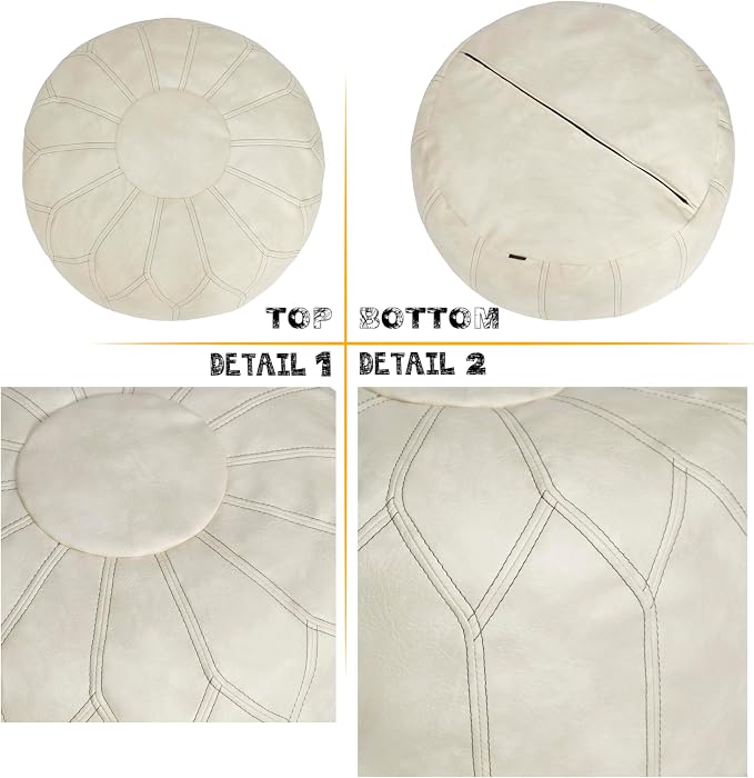 Thgonwid Unstuffed Moroccan Faux Leather Pouf Ottoman - Image 7