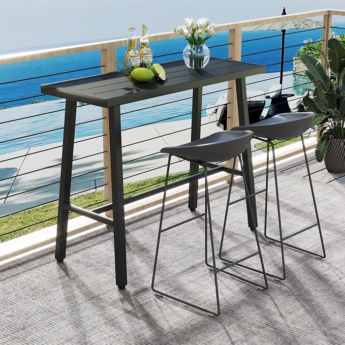 COSTWAY 36" Outdoor Bar Table, Rectangular High Pub Table - Image 4
