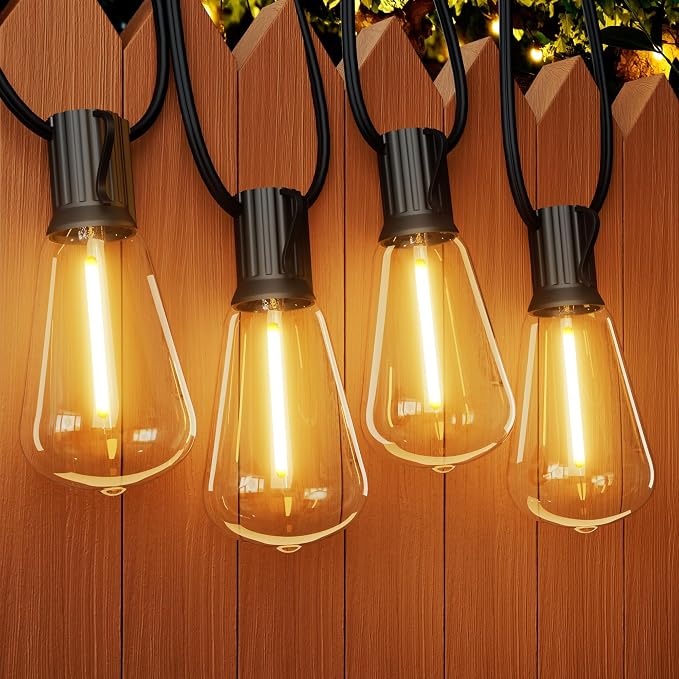 OHLUX 120FT Outdoor String Lights, 62 ST38 Edison LED Bulbs, E12 Base, 2200K by OHLUX-YourIndoorOutdoorSpaceLightingPartner