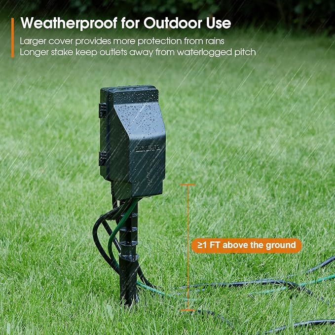 SURAIELEC Outdoor Power Stake, 7-Day Programmable Digital Timer, Power Strip - Image 5