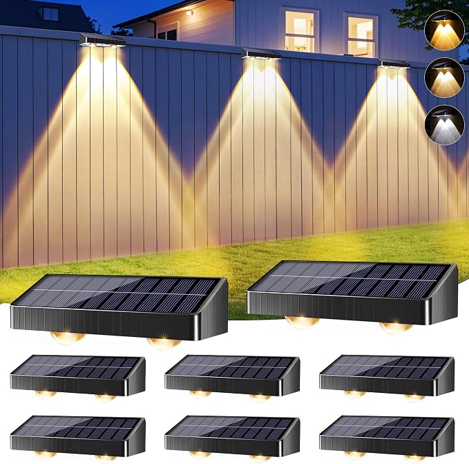 Brizled Solar Fence Lights Outdoor, 6 Modes 2700/4500/6500K 250ml Fence Solar by Brizled