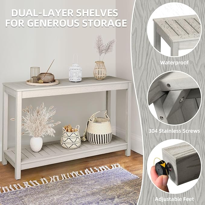 DWVO 48" Console Table, HIPS Material Indoor Outdoor Multifunctional Buffet Bar - Image 4