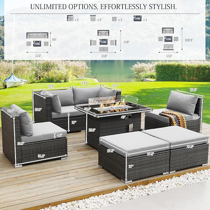 BULEXYARD 7 Piece High Back Outdoor Sectional Set - Image 2