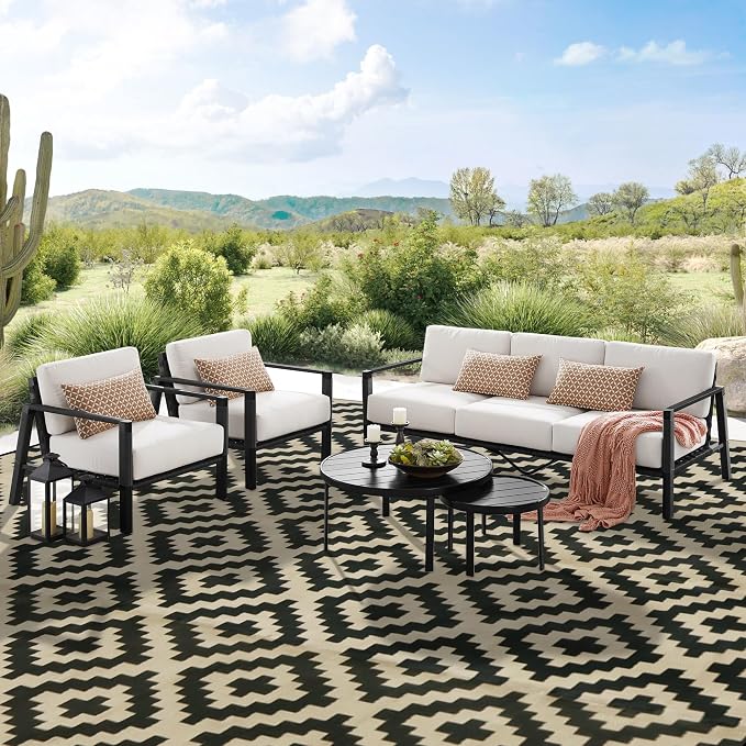 SAND MINE Reversible Mats, Plastic Straw Rug, Modern Area Rug, Large Floor Mat - Image 6