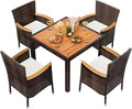 Shintenchi 5 PCS Patio Dining Set, Wicker Outdoor Table and Chairs by Shintenchi