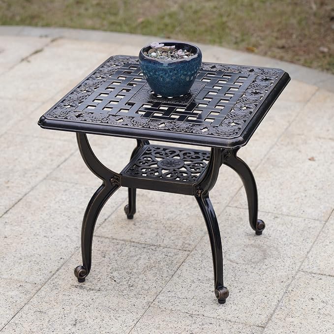 C/G Outdoor Side Tables, Cast Aluminum Patio End Tables, Anti-Rust Coffee Table - Image 7