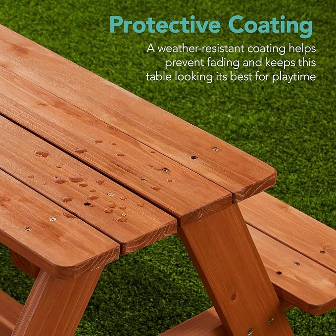 Best Choice Products Wooden Kids Picnic Table - Image 6